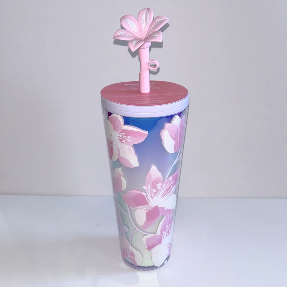 Starbucks 2024 24oz Cherry Blossom Tumbler with Flower Topper New Release! (NWT)